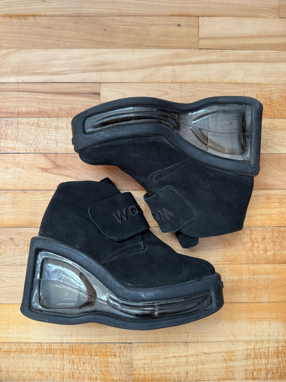 Vintage Y2K Black Suede Platform Ankle Boots